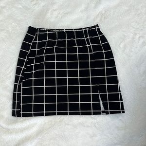 Black and white checkered skirt